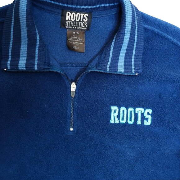 VINTAGE 90s Roots Athletics Fleece 1/4 zip Sweater / Sweatshirt - RARE  - Medium - Picture 3 of 9
